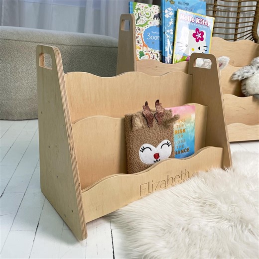 Montessori Wooden Book Shelf for Kids | Nursery Book Display | Boho Playroom Storage - Etsy