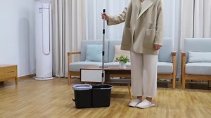 Masthome Stainless Steel Pole Handle Removable Spin Dry Magic Wash Mop Water Flat Cleaning Hands Free Mop with Detachable Bucket