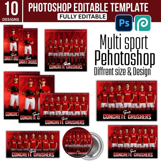 Sports Template Bundle: Football, Volleyball, Banners, Posters (PSD Digital File) - Etsy