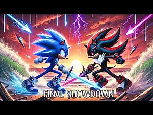 Sonic vs Shadow Beach Fight: My Sonic and my Shadow are sword fighting on the beach.