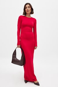 Long Sleeve Maxi Dress Red