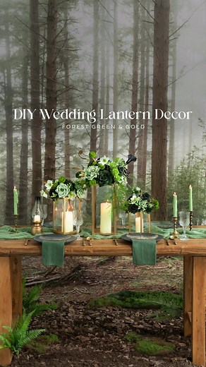 DIY Forest Green & Gold Lanterns for Earthy Wedding Decor