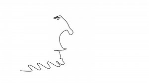 Animated self drawing of continuous line draw flexible teen girl rhythmic gymnast in dance motion exercise. Sports, beauty, competition, flexibility, active lifestyle. Full length one line animation