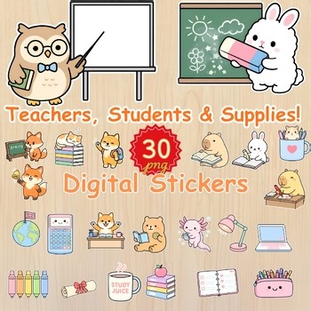 Teachers, Students & Supplies! , School Animal Stickers PNGs, GoodNotes Decor