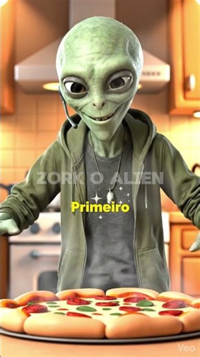 O que acontece quando um alien prova pizza#shorts#ia