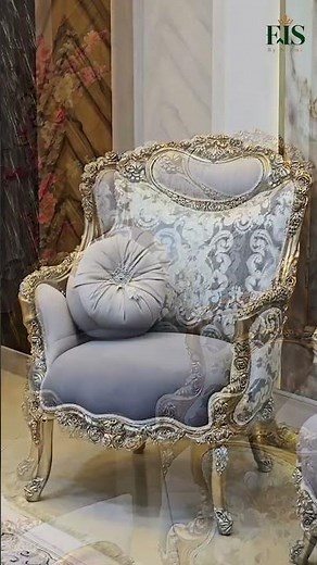 Premium French Classic Sofa Set with Silver Golden Finish & Marble Top Table