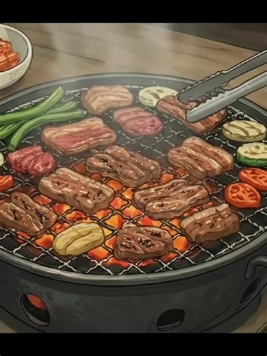 Bar.B.Q inside house ASMR Ghibli #ghibli #satisfyingsound #satisfyingvideos #asmr