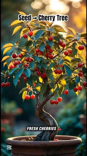 Cherry Seed 🌱 to Cherry Tree 🌳 in 30 Seconds 🍒