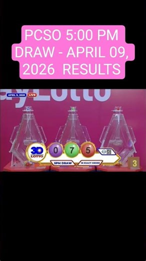PCSO 5:00 PM DRAW - APRIL 09, 2026 RESULTS