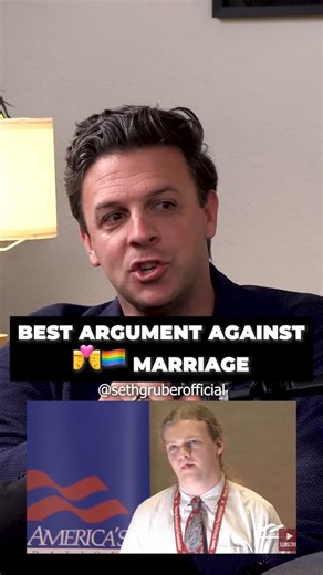 Seth Gruber on Instagram: "Once you detach marriage from the biological and moral reality of one man and one woman, you open the door to endless redefinitions such as throuples, group unions, and whatever else culture deems “authentic love.” Ryan T. Anderson articulated this position with exceptional clarity and reason. If marriage is a natural institution built on sexual complementarity ordered toward family and future, then its definition isn’t ours to rewrite. @stevedeaceshow"