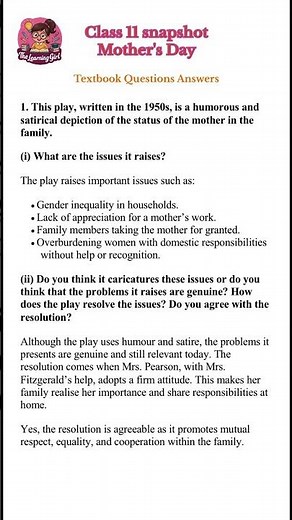 Class 11 English (Snapshot) - Chapter : "Mother's Day" by J.B. Priestley - Textbook Q&A