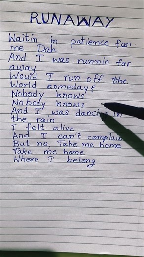 Runaway #lyrics #songlyrics #english #trending #englishsongs #music