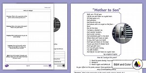 Seventh Grade Mother to Son Poetry Analysis Worksheet