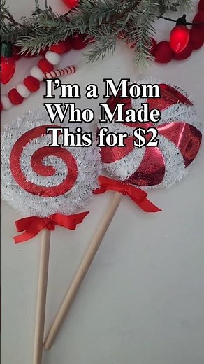 $1 Giant Lollipop Christmas DIY 🍭#DollarTreeDIY #ChristmasDecor #CandyCaneLane