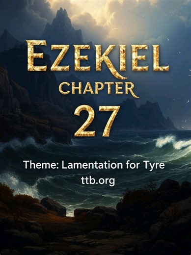 Ezekiel’s Lamentation for Tyre: Pride and Judgment Leading to Downfall. Ezekiel 27 is a lamentation for the great city of Tyre, a prosperous Phoenician commercial center likened to a magnificent ship. Its downfall was caused by pride, leading to its destruction as foretold by prophecy. Tyre's extensive trade network and wealth made it a symbol of materialism, similar to modern global cities. The chapter warns against placing trust in material wealth and neglecting spiritual responsibilities, hig