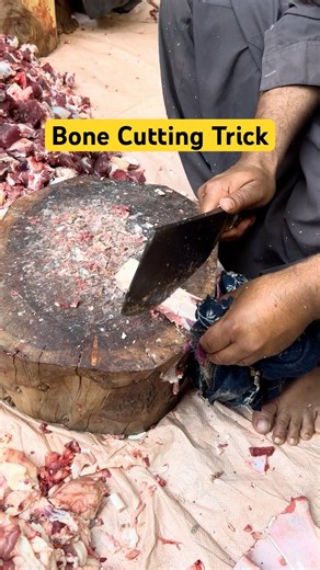 Local Butcher Cutting Beef Bone Easily