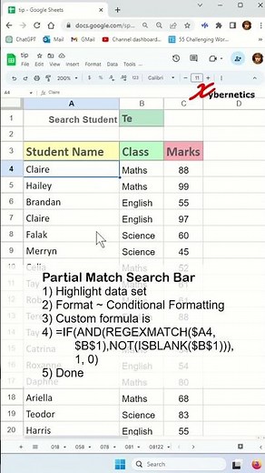 How to add a search bar with contains substring in Google Sheet - Excel Tips and Tricks #shorts