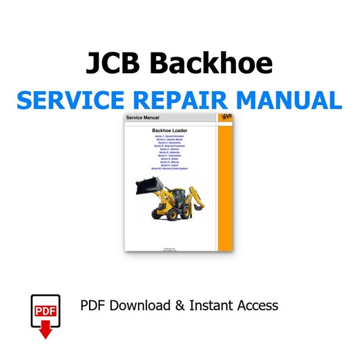JCB Backhoe Loader Service Manual Download PDF, Repair Guide and Maintenance - Etsy