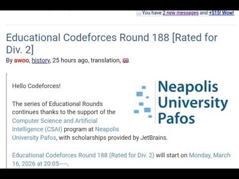 Educational Codeforces Round 188 (Rated for Div. 2) Live solution