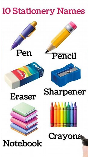 Stationery Items Name with Pictures 🖊️🎒 | Kids Educational Video