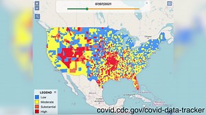 CDC Covid-19 community transmission time lapse