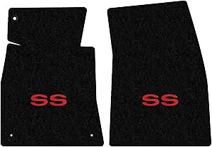 Lloyd Mats Custom-Fit Carpeted Floor Mats Premium Luxury Car Floor Liners for Chevy Chevelle or Malibu 1964-1965 Black - SS Logo (2PC - Red, Black)
