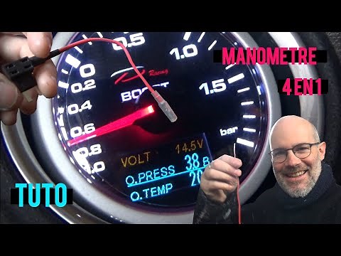 Mano Depo Racing 4 in 1 Oil Pressure and Temperature, Turbo Pressure Gauge and Voltmeter / Instal...