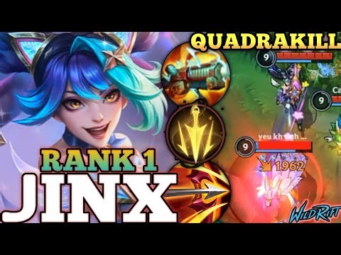 JINX 100% CRIT. DMG! HYPER KILLER + QUADRA MVP PLAY - TOP 1 GLOBAL JINX BY Ghét ăn cá - WILD RIFT