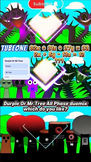 Durple vs. Mr. Tree Evolution: All Phases Showcase | Math Challenge! 🌳🟣 #incrediboxsprunki #oc #fyp