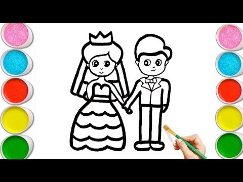 So Cute Bride and Groom Drawing, Painting and Coloring for Kid's & Toddlers | How to Draw Bride