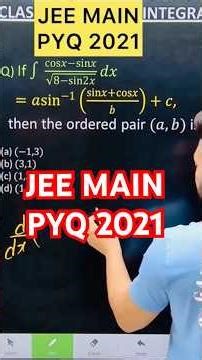 Q) If Integration ∫(cos𝑥−sin𝑥)/√(8−sin2𝑥) 𝑑𝑥 =𝑎sin^(−1) ((sin𝑥+cos𝑥)/𝑏)+𝑐, then the ord