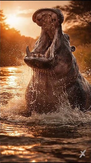 Crocodile vs Hippo River Clash 🐊🦛 #wildlife #animals #animalfightvideo