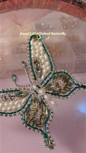 Butterfly hand embellished Motif design #motif #embellishment #embroidery #handmade