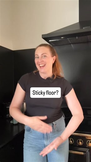 Your floor feels sticky because of past cleaning product residue. Here’s how to lift it by mopping with hot water ✔️ | Kacie Stephens