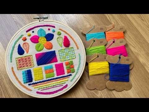 30 Crewel Stitches in One Embroidery