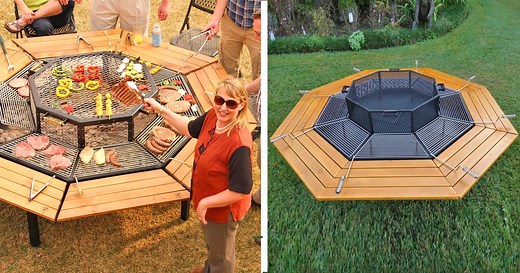 This Incredible Octagon Grilling Table Allows Everyone To Cook Their Own Meal