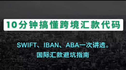 一条视频教你搞懂跨境汇款的代码，搞清楚swiftcode、iban、aba的区别。