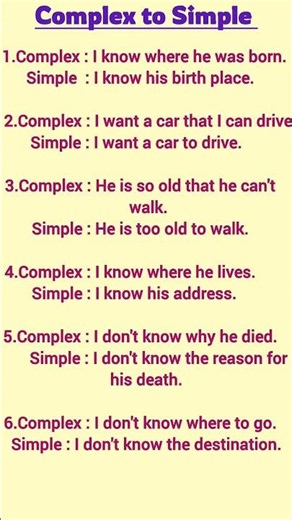 Complex to Simple Sentences || Speak English Fluently #spokenenglish #englishclass