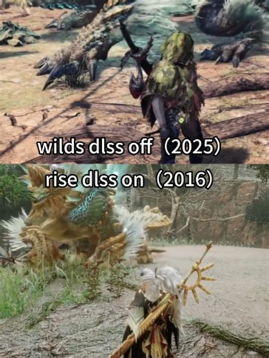Monster Hunter Wilds DLSS Off (2025) vs Rise DLSS On (2016)