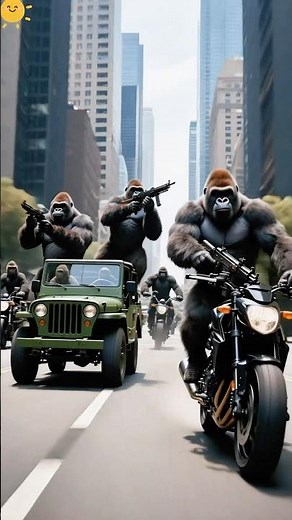 😱🐱The kitten was avenged by the gorilla gang! 🦍🍌#cat #funnycats #cute