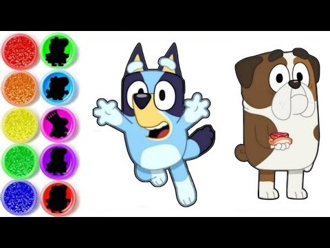 Drawing and colouring Bluey characters Bluey and Winton's Dad