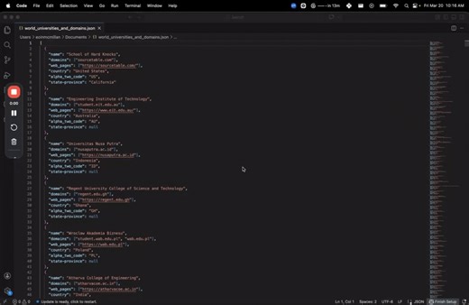 Converting a Large JSON File to a Table for University Launch | Eoin McMillan