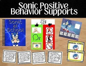 Sonic Social Story: No Hitting - Token Board, Break Cards, and more! EDITABLE!!!
