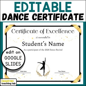 Editable Customizable Dance Recital Concert Certificate Awards Template