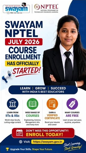 📢 SWAYAM NPTEL 2026: Free IIT Courses | Enroll Before Last Date!