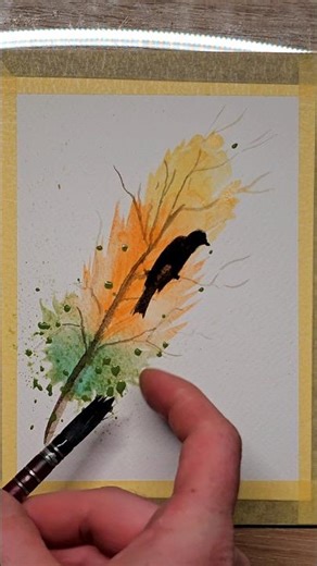 ​Autumn Feather or Tree? 🍂#watercolor #aquarelle