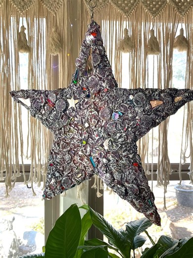 Repurposed Cardboard, Bottle Cap, Glass 17” Crunchy Star, Industrial Chic - Etsy