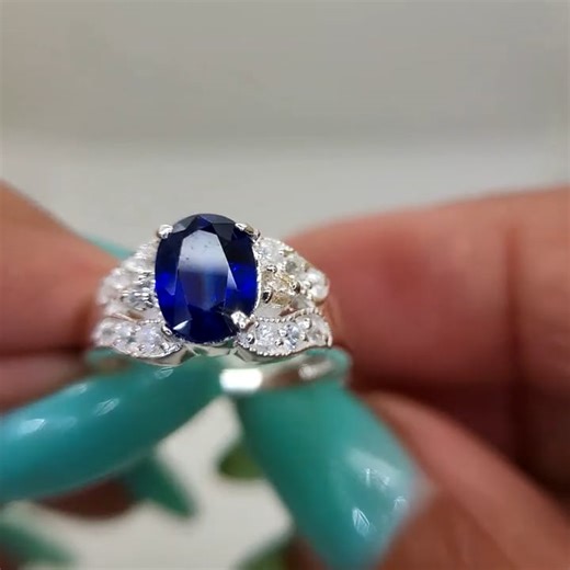 15.6 cts Sapphire Silver Ring Size-6.5 SG-4247