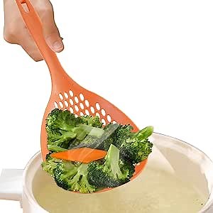 Slotted Spoon, Slotted Spoons for Cooking Deep Fry Strainer Colander for Kitchen Strainer Skimmer (Orange)