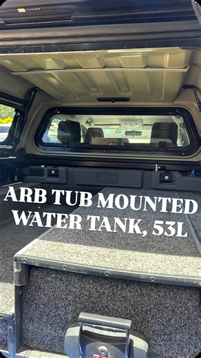 ARB Jindalee on Instagram: "Last week here at Arb Jindalee we did our first Tub Mounted Water tank. Safe to say this is such a great space saver for your on-board water system with it fitting perfectly in behind your Arb draw system. Made to be a vehicle specific product for a smooth install. Easy to use design with the on and off switch and the water outlet all on the one panel. This system uses a fully integrated 12v pump, hose kit and wiring to deliver pressurised water wherever you need it #